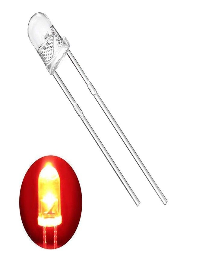 Wizzo (Pack of 100 Pieces Transparent Super Bright LED 5mm, 3V DC 2 Pin Light Emitting Diode, Multipurpose, For Science Projects DIY Hobby Kit (RED)